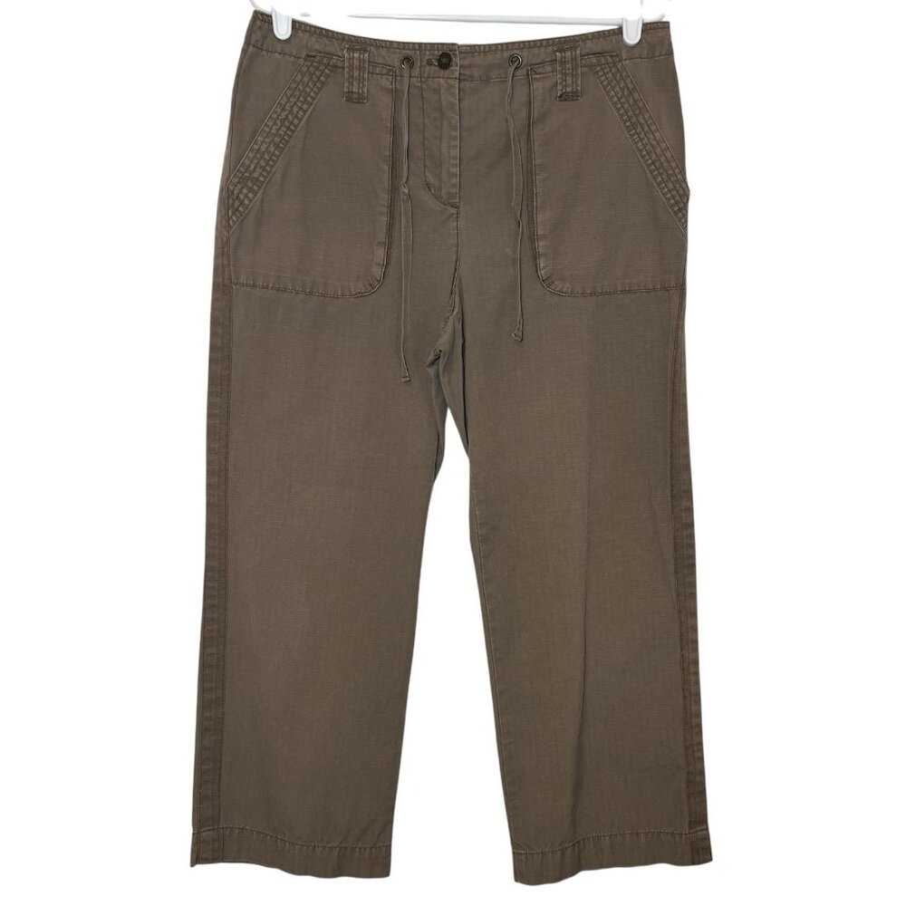 Charter Club Women Pants Size 8 Allison Fit Cropped Brown Zipper Cotton Mid Rise
